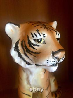 Vintage TILSO Tiger Hand Painted Porcelain Made in Japan 10 tall very rare