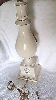 Vintage Table Lamp Floral Porcelain Applied Floral Blossom Handpainted