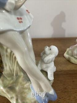 Vintage Tengra Spain Hand Made Porcelain Girls Dog Poodle Cocker Spaniel Hiking