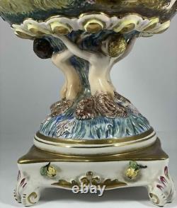 Vintage Vase Capodimonte Italy Hand Painted Porcelain Lion Cherubs Satyrs 20th