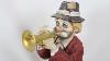 Vintage Waco Melody Motion Trumpeter Hand Painted Porcelain Hobo Clown Music Box