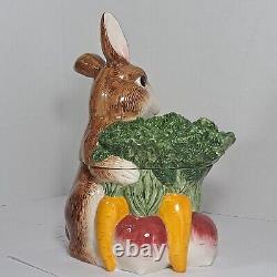 Vintage fitz and Floyd rabbit with carrot porcelain cookie jar hand painted