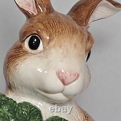 Vintage fitz and Floyd rabbit with carrot porcelain cookie jar hand painted