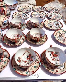 Vintage rare Japanese handpainted eggshell porcelain vintage 28 piece set