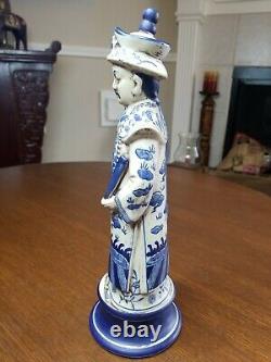 Vtg Hand Painted Chinese Porcelain God Of Peace And Prosperity Figurine Statue