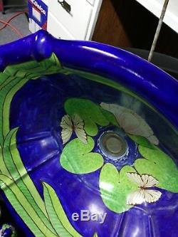 Vtg SHERLE WAGNER SINK Italy Water Lillies Hand Painted Porcelain Spout handle