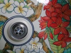 Wash basin hand painted porcelain bathroom en suite shower room Postage Free