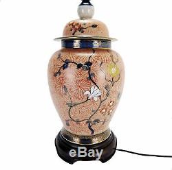 Wildwood Hand Painted Porcelain Table Lamp Vintage Chinoiserie