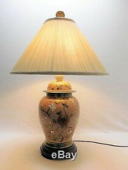 Wildwood Hand Painted Porcelain Table Lamp Vintage Chinoiserie