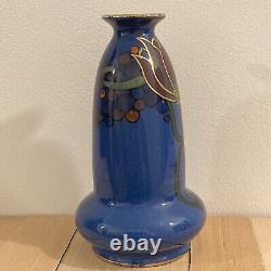 Wilton Ware Art Nouveau Vase Blue Hand Painted Floral Gold Cobalt 1920 1930