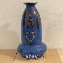 Wilton Ware Art Nouveau Vase Blue Hand Painted Floral Gold Cobalt 1920 1930