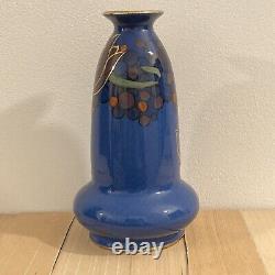 Wilton Ware Art Nouveau Vase Blue Hand Painted Floral Gold Cobalt 1920 1930