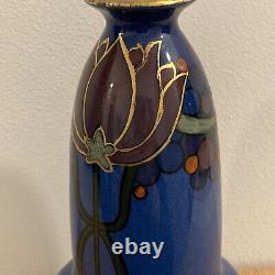 Wilton Ware Art Nouveau Vase Blue Hand Painted Floral Gold Cobalt 1920 1930