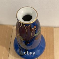 Wilton Ware Art Nouveau Vase Blue Hand Painted Floral Gold Cobalt 1920 1930