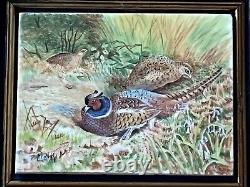 Worcester Artist Francis Clark Hand Painted Porcelain Plaque With Pheasants