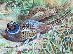 Worcester Artist Francis Clark Hand Painted Porcelain Plaque With Pheasants