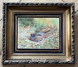 Worcester Artist Francis Clark Hand Painted Porcelain Plaque With Pheasants