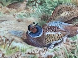 Worcester Artist Francis Clark Hand Painted Porcelain Plaque With Pheasants