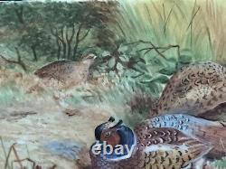 Worcester Artist Francis Clark Hand Painted Porcelain Plaque With Pheasants