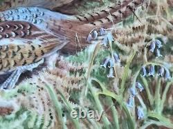 Worcester Artist Francis Clark Hand Painted Porcelain Plaque With Pheasants