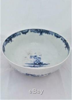 Worcester Porcelain Dr Wall Period Feather Moulded Floral Punch Bowl 23cm 1760
