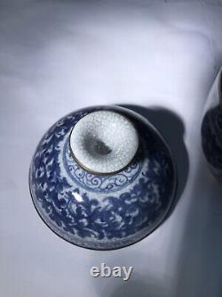 XRare 1915-16 CHINESE BLUE WHITE TEA BOWL CRACKLE GLAZE MARKED AT BASE EXCELLENT