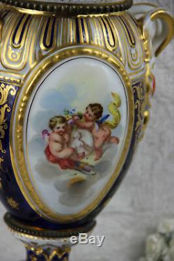 XXL 35 Vieux paris porcelain 1880 Petrol oil lamp Putti cherubs hand paint