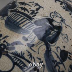 Yuan Dynasty Blue and White Porcelain Hand-painted Character Pattern Ceramic Jar