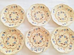 ZSOLNAY HUNGARY PECS 6 Set Hand Painted Dessert Serving Plate Blue Cornflower
