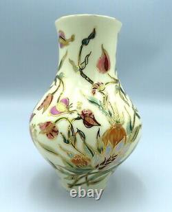 Zsolnay Porcelain Vase Hand Painted Bulbous body Orchids 9566 Hungarian Art