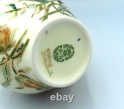 Zsolnay Porcelain Vase Hand Painted Bulbous body Orchids 9566 Hungarian Art