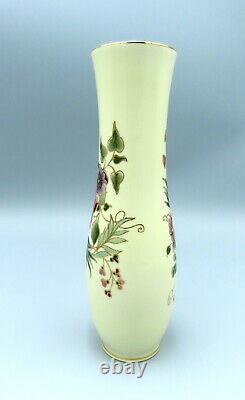 Zsolnay Porcelain Vase Hungarian Hand Painted Large Tall Meadow Flowers 9601
